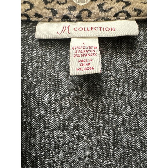 JM Collection Womens Khaki Black Print Zip Blazer Size L - Picture 2 of 3